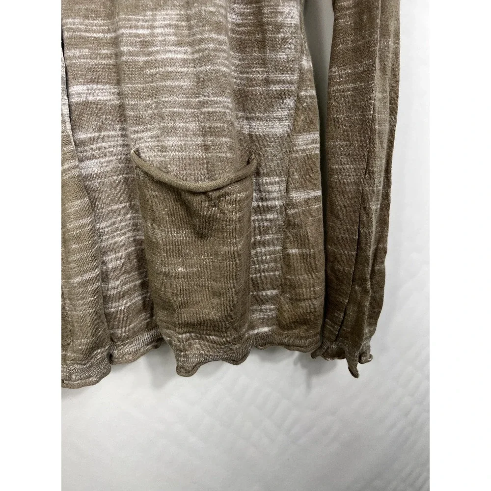 Armani Exchange Cardigan Women S Brown Slub Knit‎ V-Neck Lightweight Pockets AX
